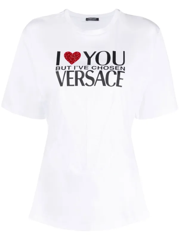 Versace slogan-print Cotton T-shirt White FARFETCH GR