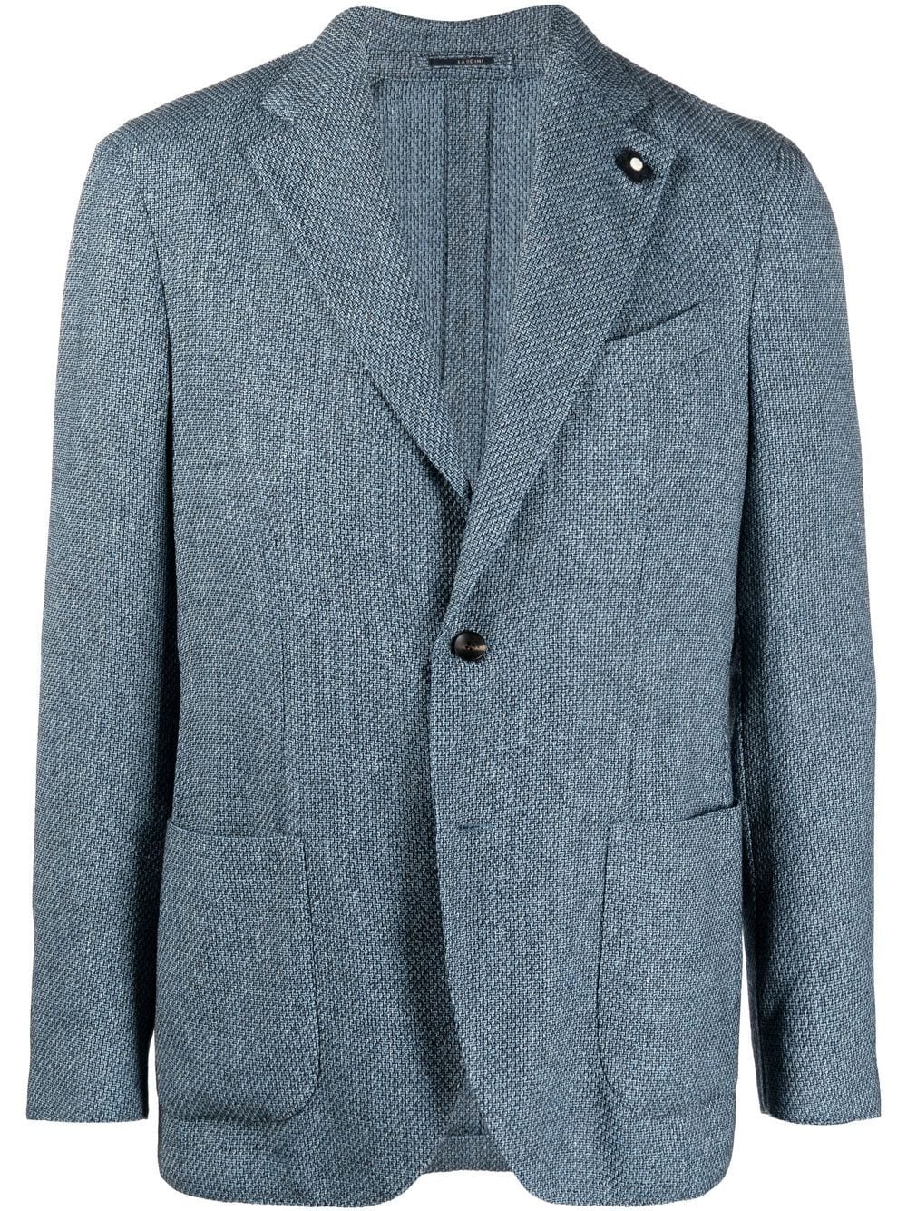 Lardini Jacquard Single-breasted Blazer In Blue | ModeSens