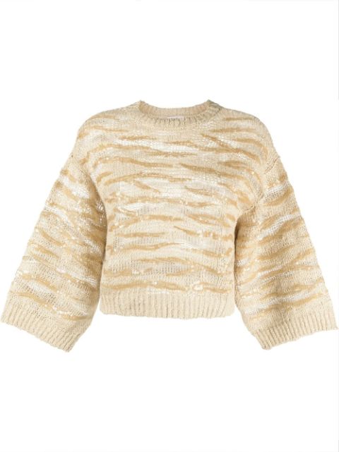 Brunello Cucinelli sequin-embellished cropped jumper Women