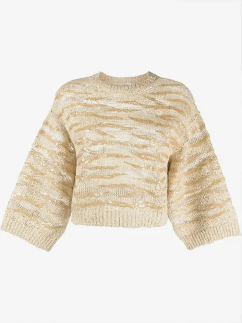 Brunello Cucinelli sequin-embellished cropped jumper