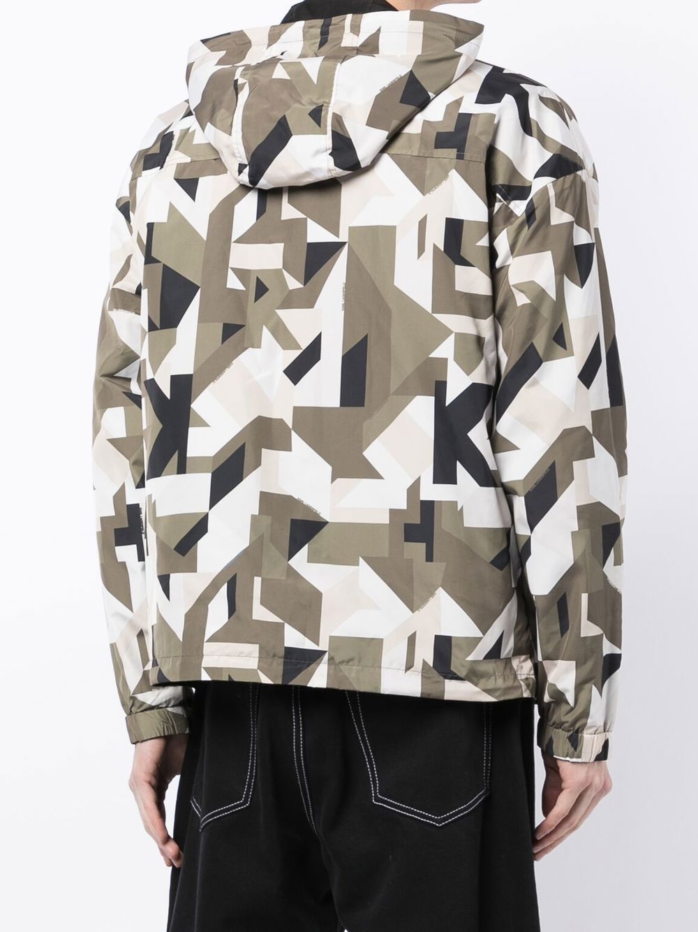 Shop Karl Lagerfeld Patterned Zip-up Hooded Jacket In Green