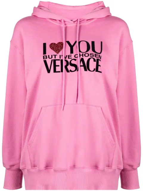 Versace crystal-embellished slogan hoodie