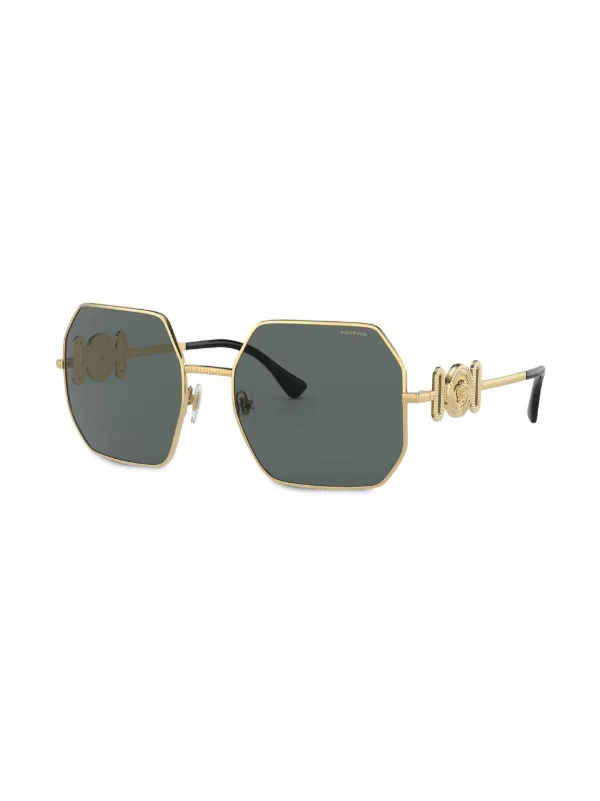 Versace Eyewear Medusa-plaque geometric-frame Sunglasses | Gold