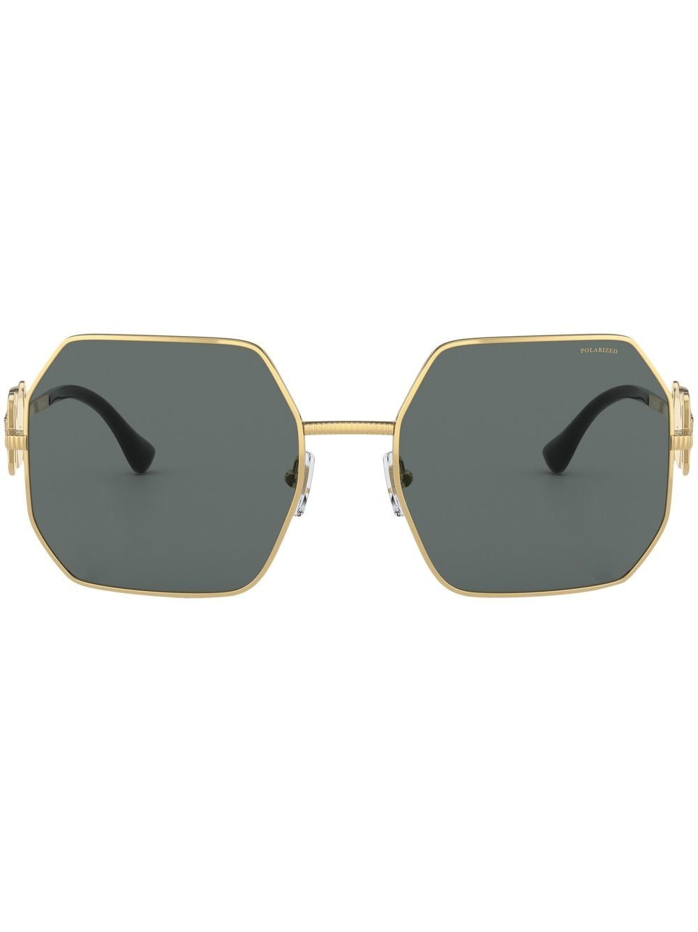 Shop Versace Medusa-plaque Geometric-frame Sunglasses In Gold