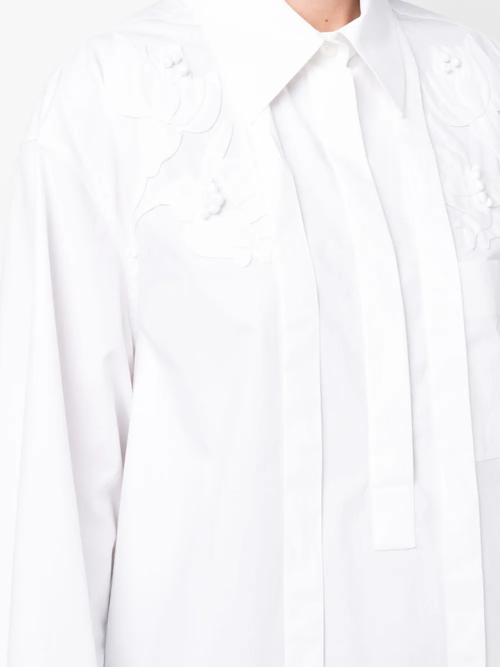 Valentino Flower Embroidered Shirt In White