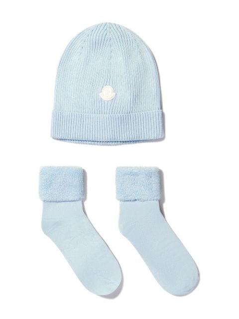 Moncler Enfant 盟可睐 Enfant 羊毛棉混纺套头帽与针织袜套装