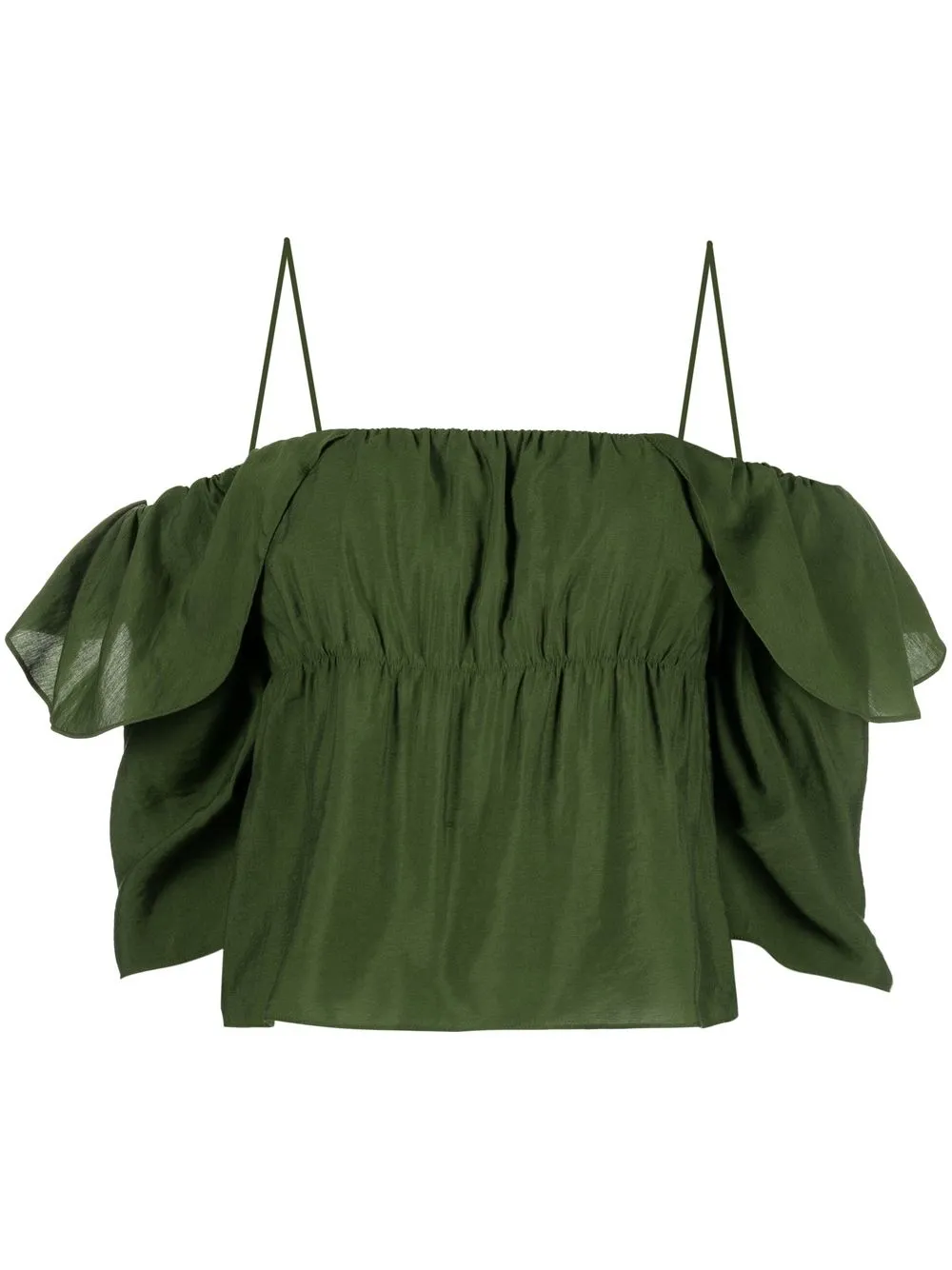 

Vince blusa con volantes y hombros descubiertos - Verde