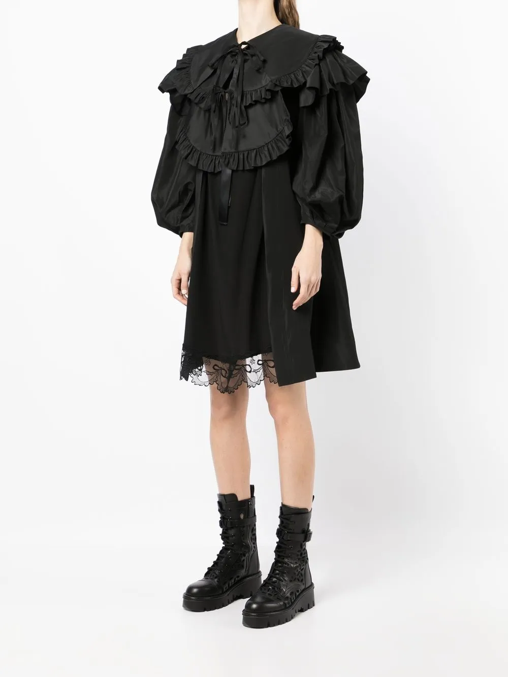 Simone Rocha Frill Collar Puff Sleeve Mini Dress Farfetch