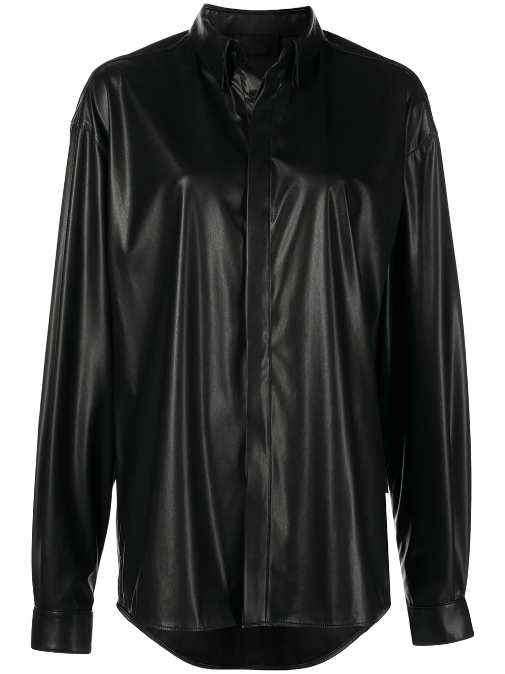 Rta Oversized Leather Look Shirt In Black