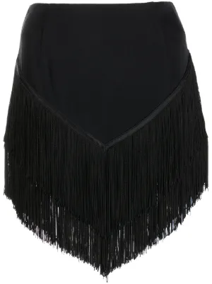Nero Minigonna con frange Farfetch Donna Abbigliamento Gonne Minigonne 
