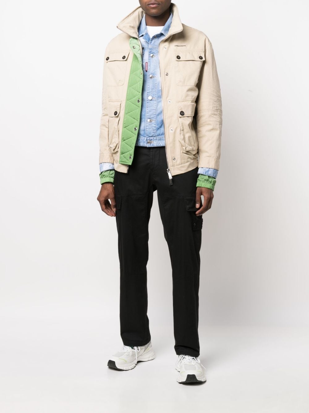 Shop Dsquared2 Logo-print Quilted Jacket In Neutrals