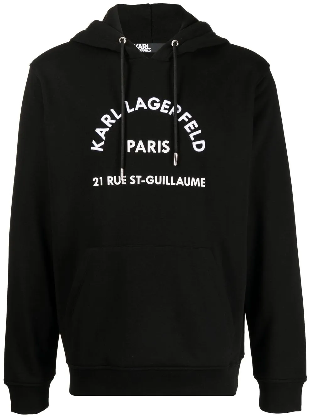

Karl Lagerfeld logo address print hoodie - Black