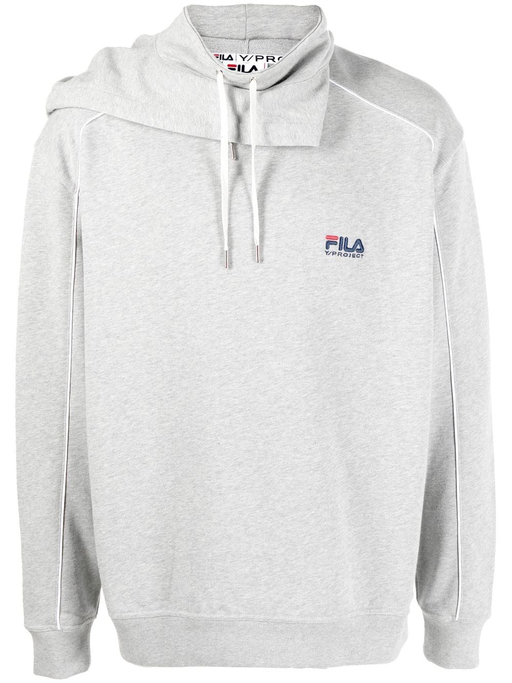 Y/project Embroidered-logo Detail Hoodie In Grey