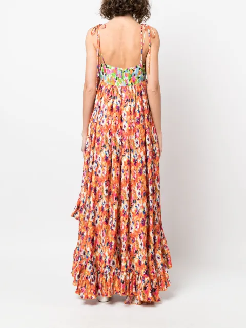 MSGM floral print pleated maxi dress 3242MDA131227363 - 3