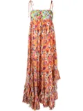 MSGM floral print pleated maxi dress - Orange