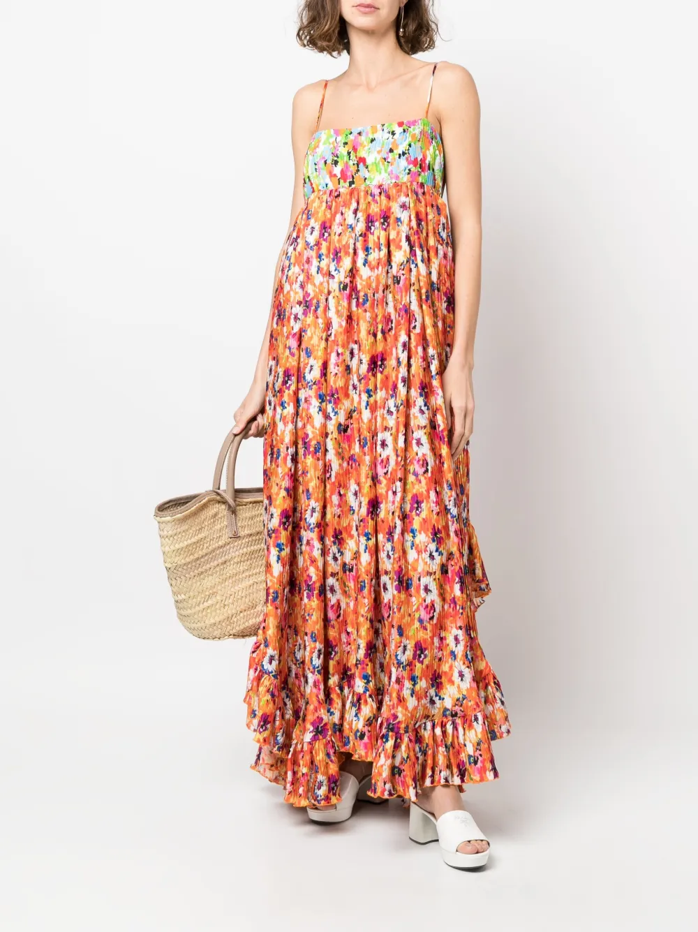 MSGM Maxi-jurk met bloemenprint - Oranje