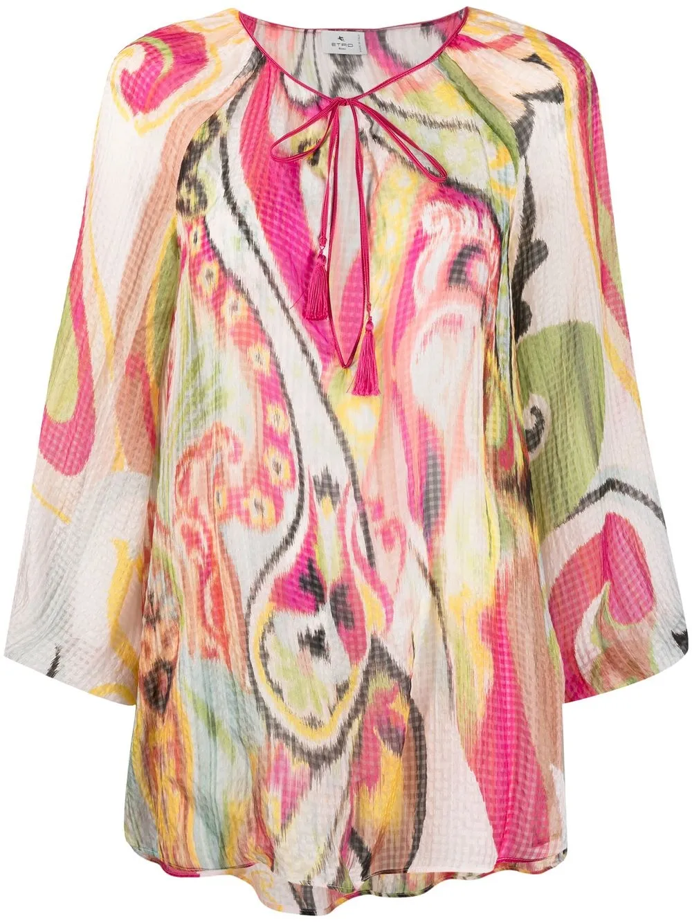 

ETRO textured long-sleeve tunic blouse - Pink