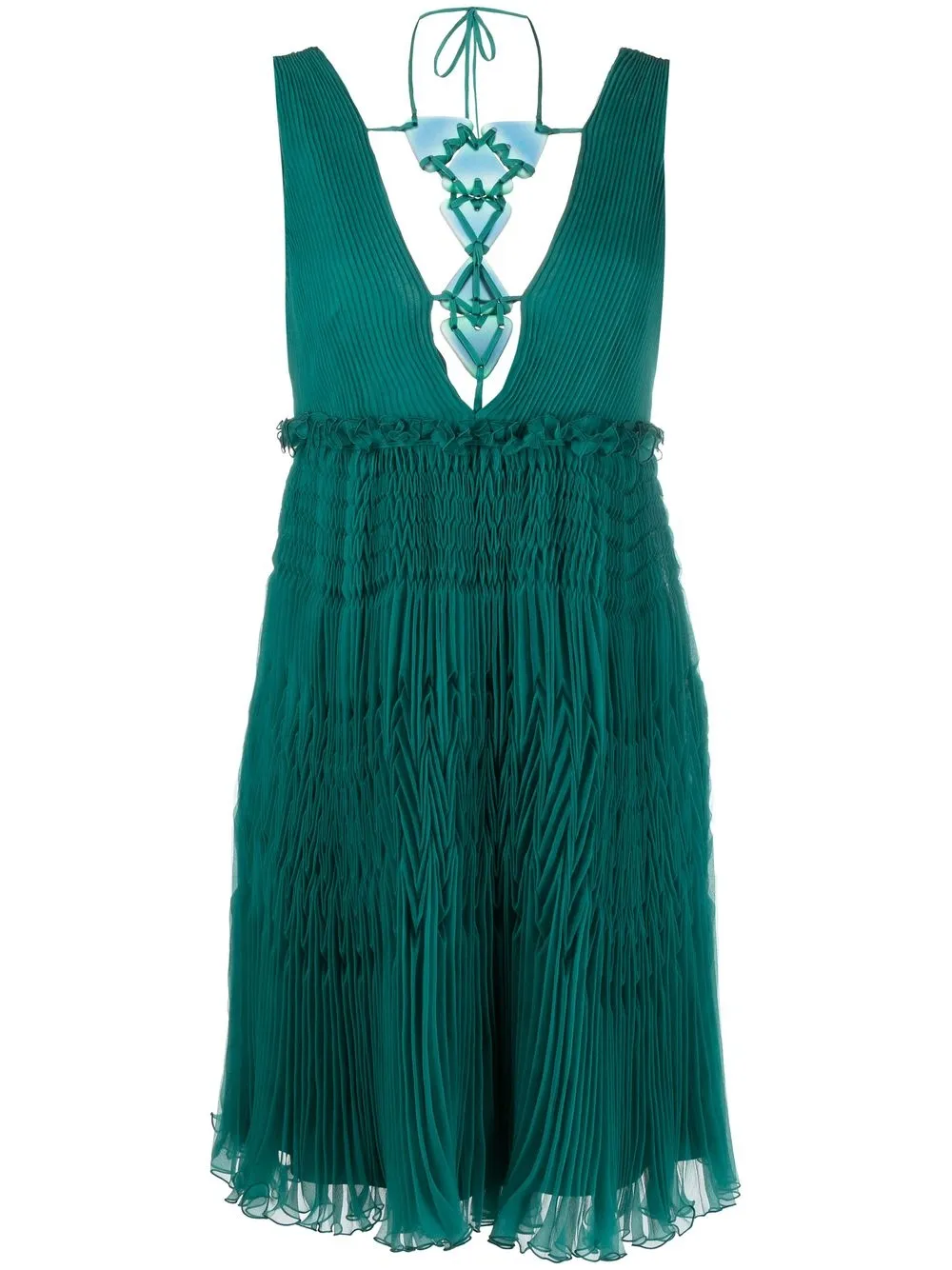 Alberta Ferretti V-neck Silk Dress In Green