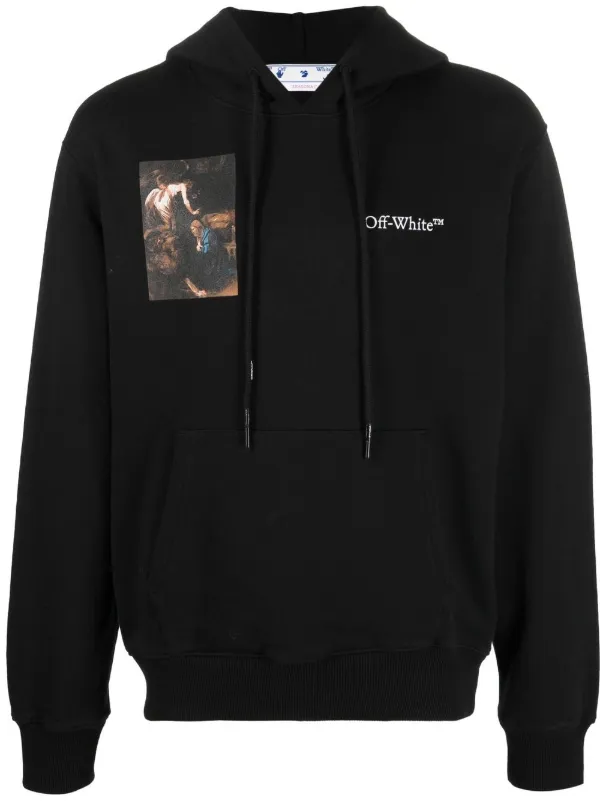 Off-White - Caravaggio-print Hoodie - Men - Cotton - S - Black