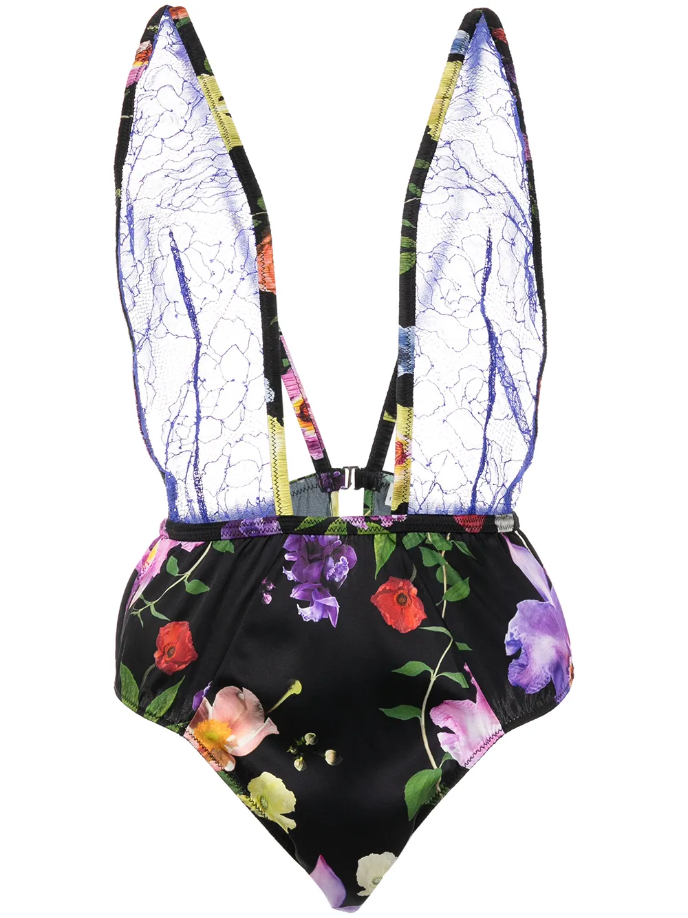 

Fleur Du Mal Rose floral-print lace bodysuit - Black