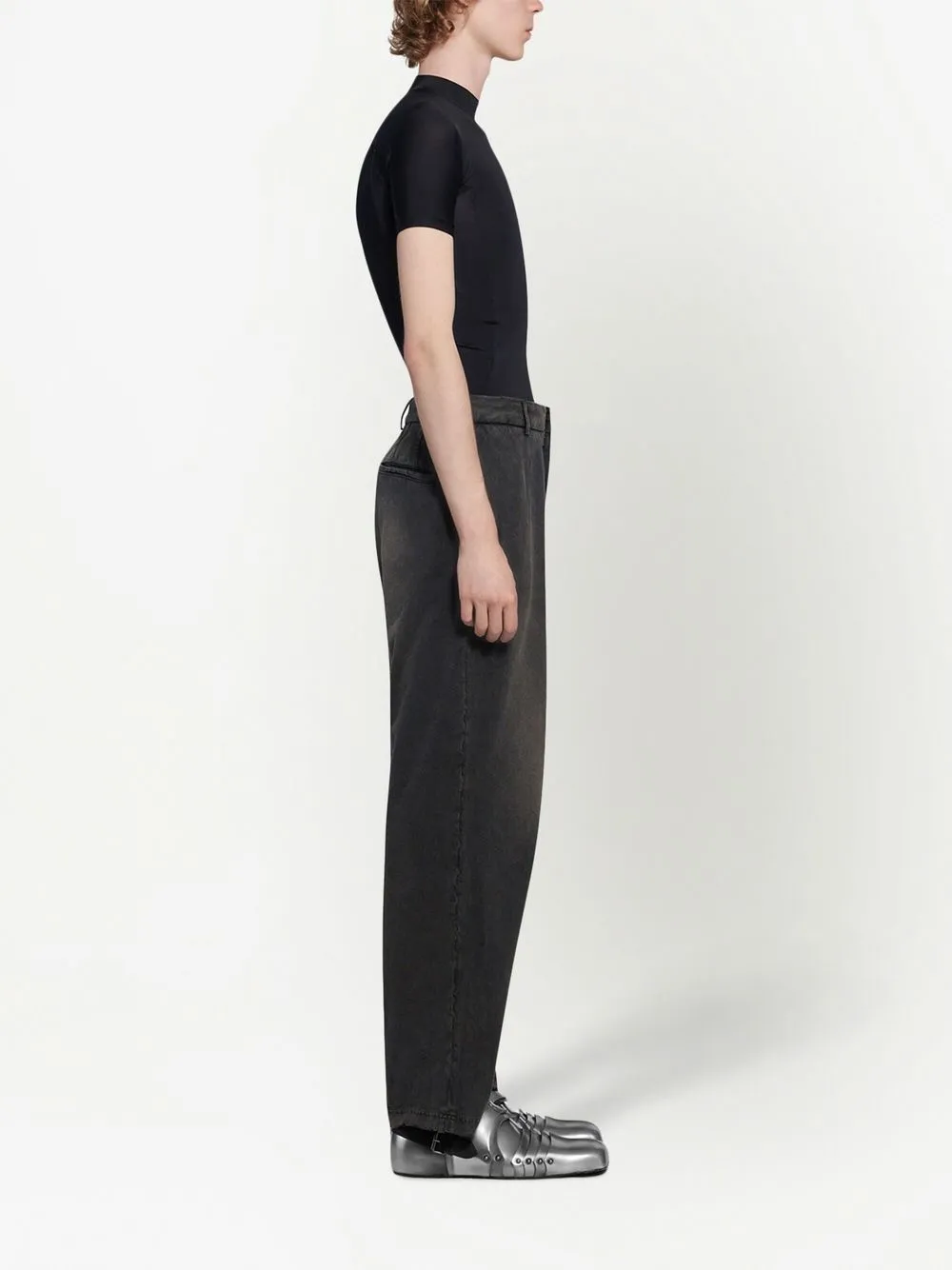 Jean Leg Sticker Balenciaga Denim Size Sticker Mid-rise Wide-leg Jeans In Black | ModeSens