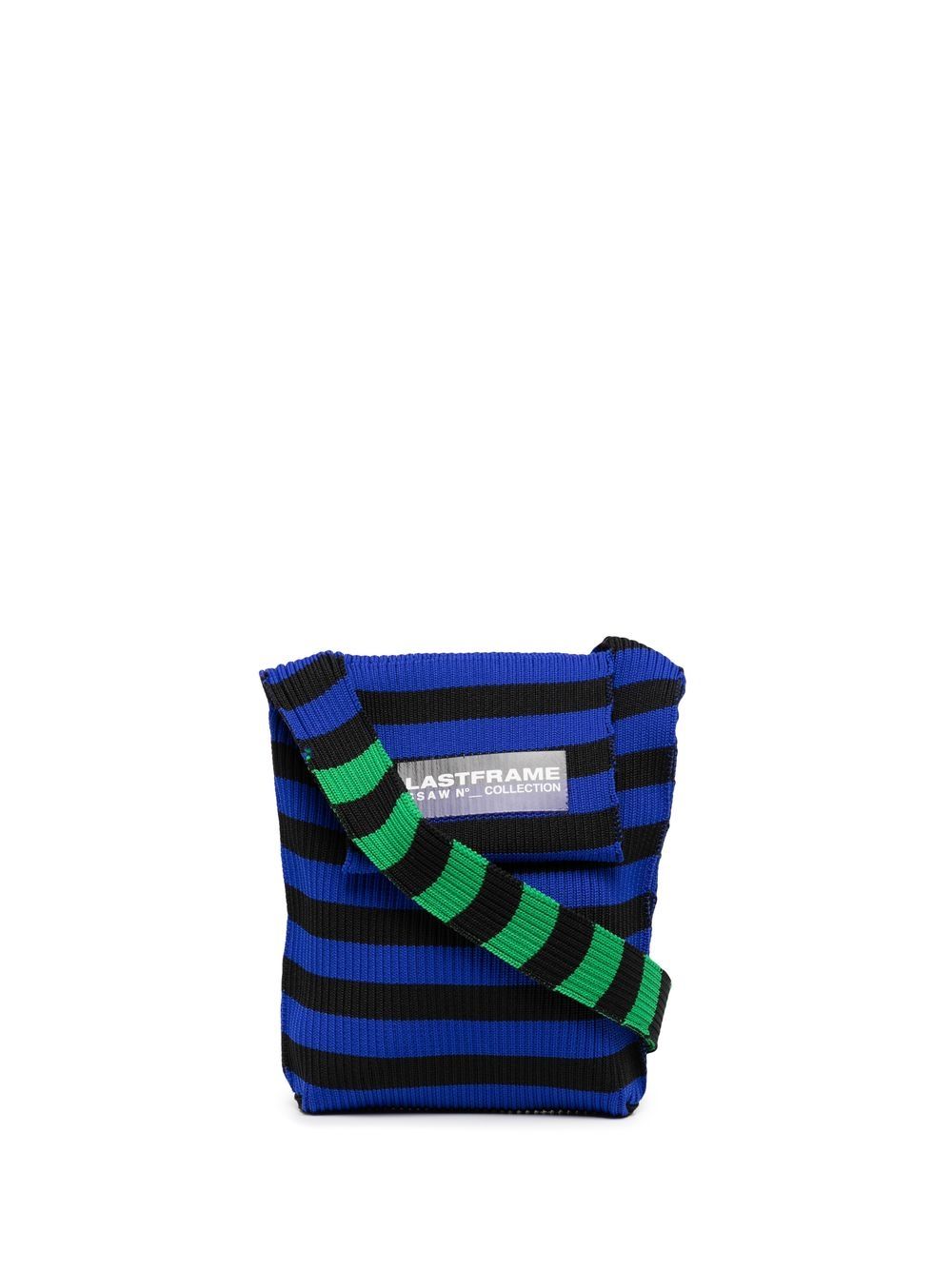 

LASTFRAME striped knitted crossbody bag - Blue