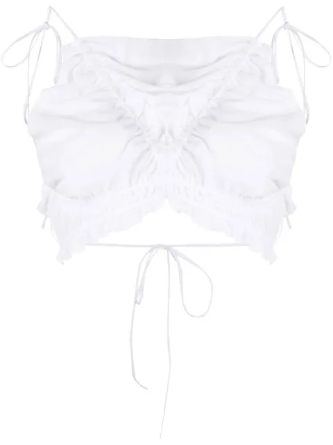 ISOSCELES backless ruffled crop top