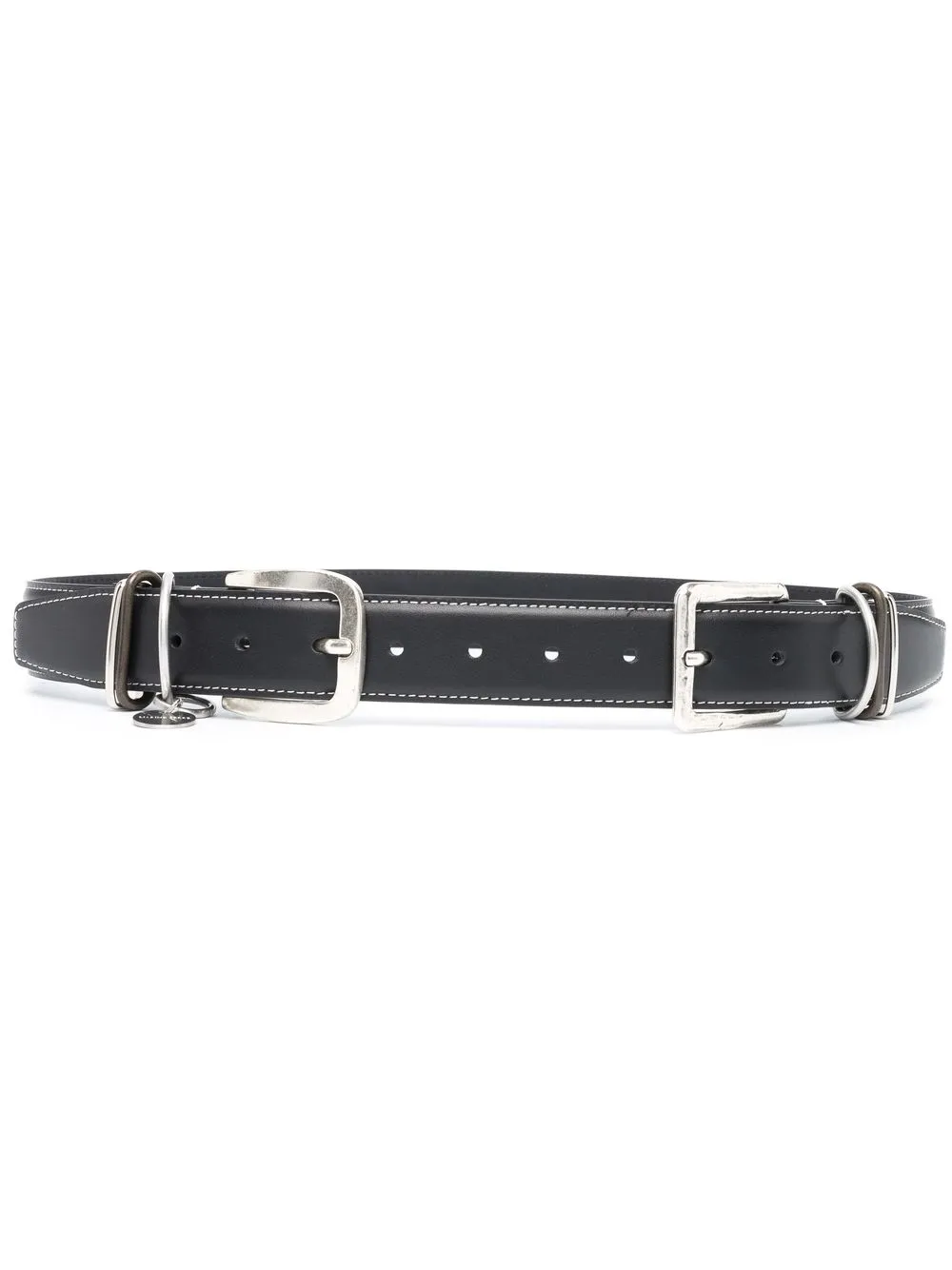 Marine Serre double-buckle Leather Belt - Farfetch