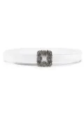 Manolo Blahnik Hangisi crystal-embellished leather belt - White
