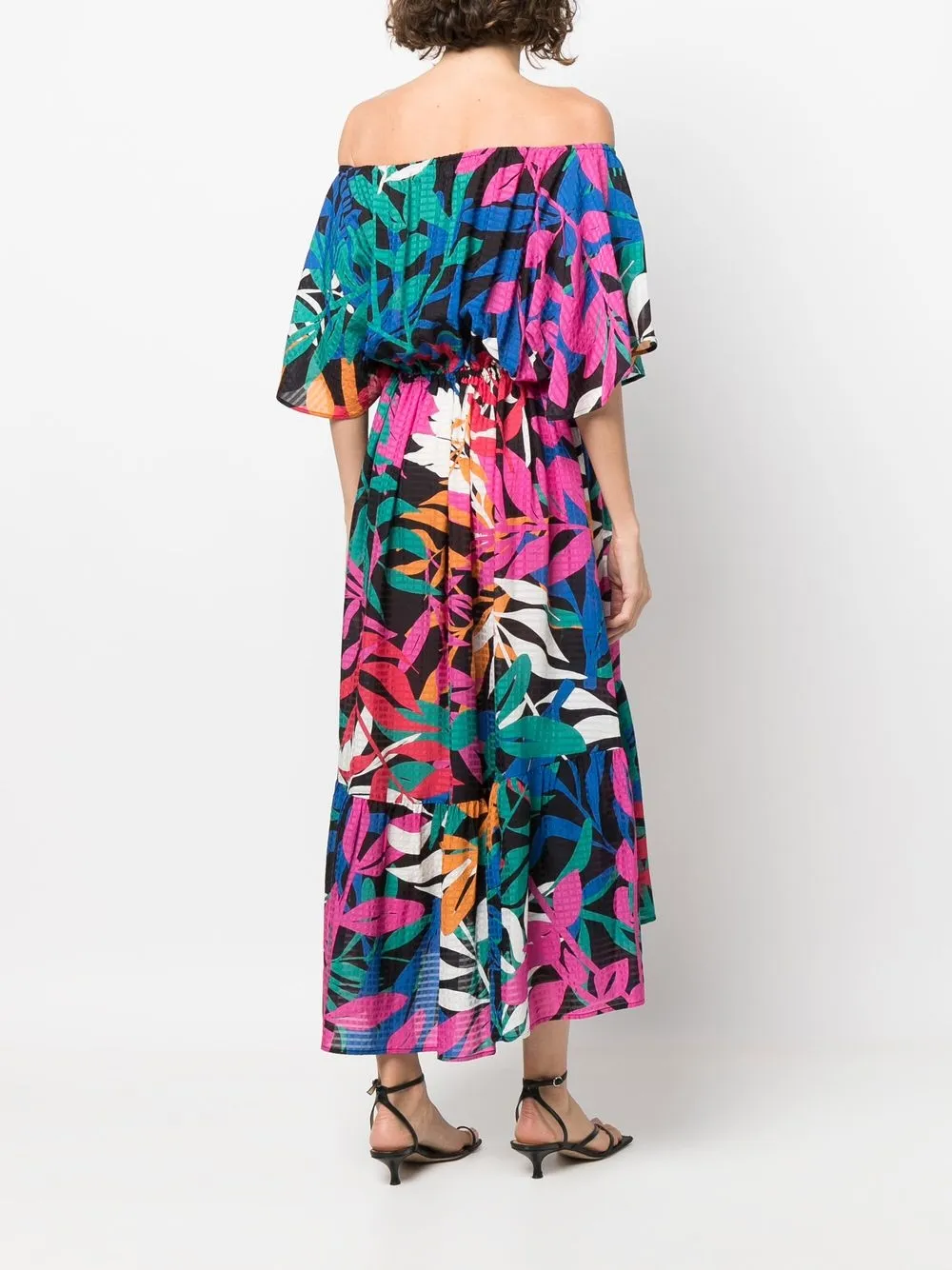 Eres Citron Feuillage Off-shoulder Sundress In Blue