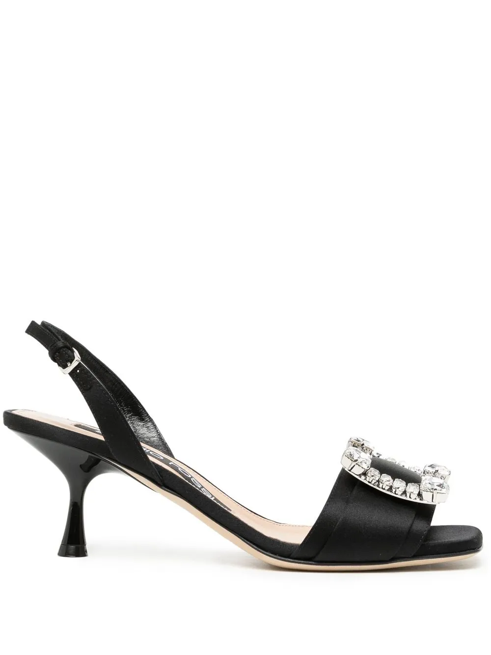 

Sergio Rossi crystal-embellished silk sandals - Black