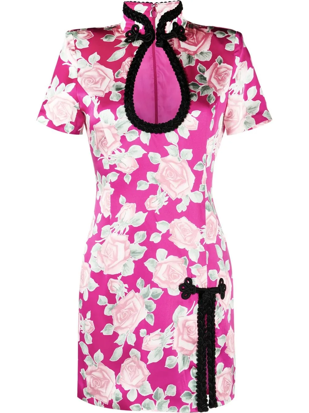 

Alessandra Rich rose-print silk dress - Pink