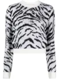 Alessandra Rich zebra intarsia knitted sweater - White