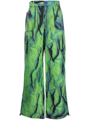 Verde Farfetch Uomo Abbigliamento Pantaloni e jeans Pantaloni Pantaloni a zampa Pantaloni a gamba ampia con stampa astratta 