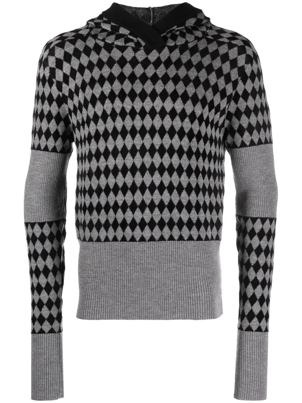 Maximilian Davis argyle-pattern Knitted Hoodie - Farfetch