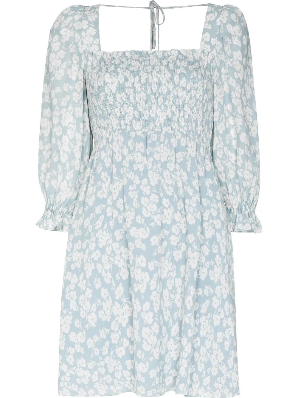 

Reformation floral-print square neck dress - Blue