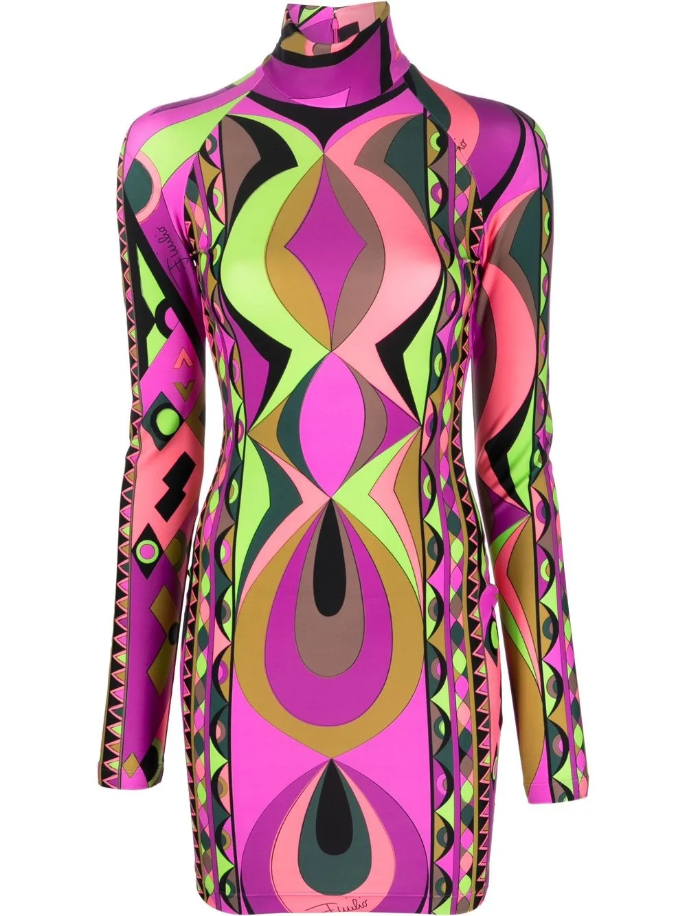 

PUCCI Rombi-print mock neck dress - Green