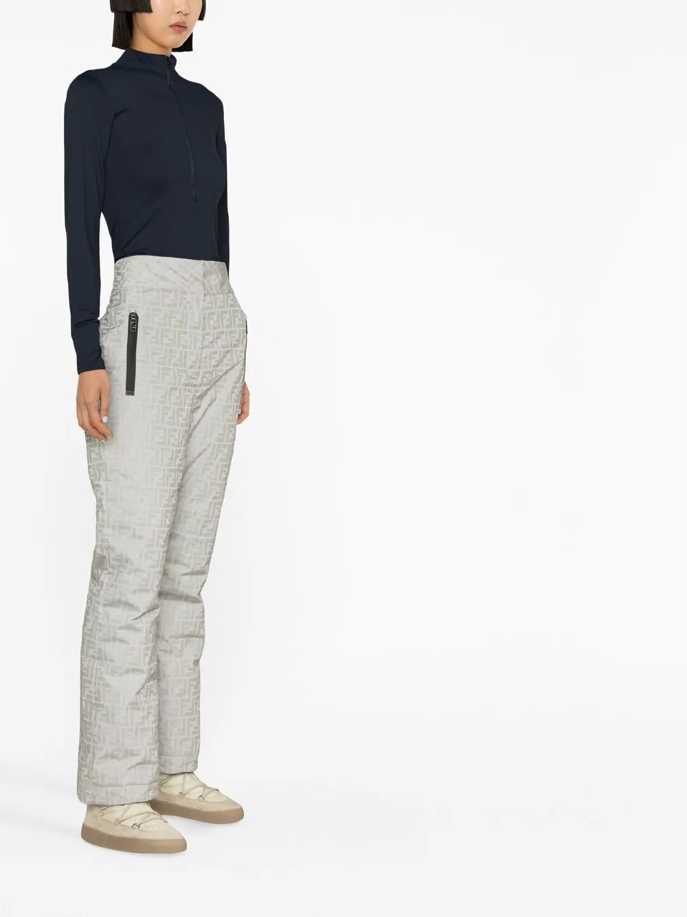 Shop Fendi Logo-jacquard Ski Trousers In Grau