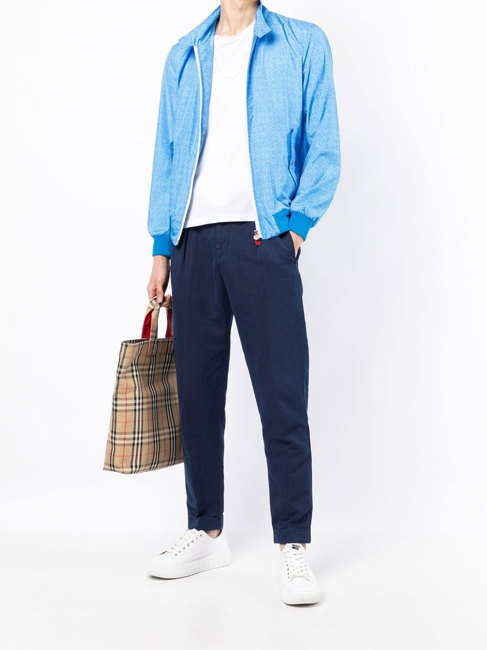 Shop Kiton Linen-feel Lightweight Jacket In Blue
