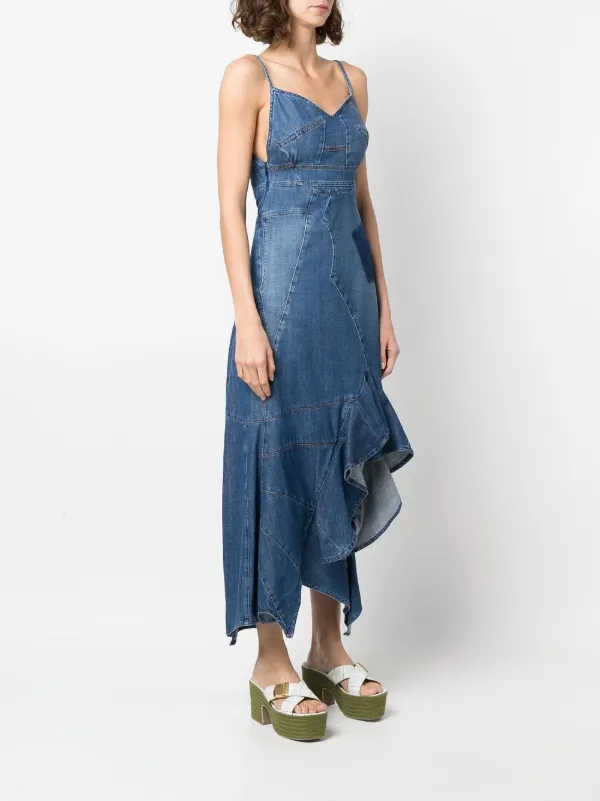 LOEWE Asymmetric Denim Ruffle Dress | Blue | FARFETCH LOEWE Asymmetric Denim Ruffle Dress | Blue | FARFETCH