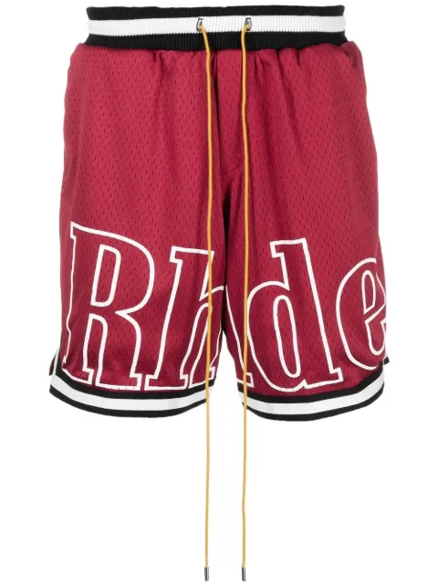 RHUDE shorts con cordones en la pretina y logo estampado