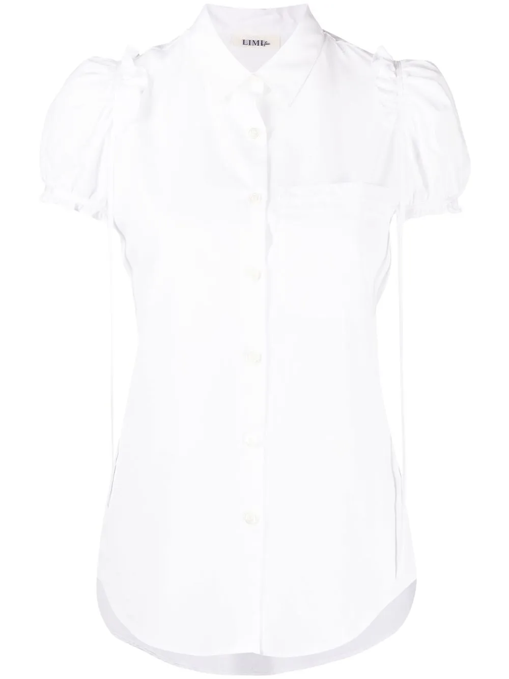 

Yohji Yamamoto ruffle-trim short-sleeve blouse - White