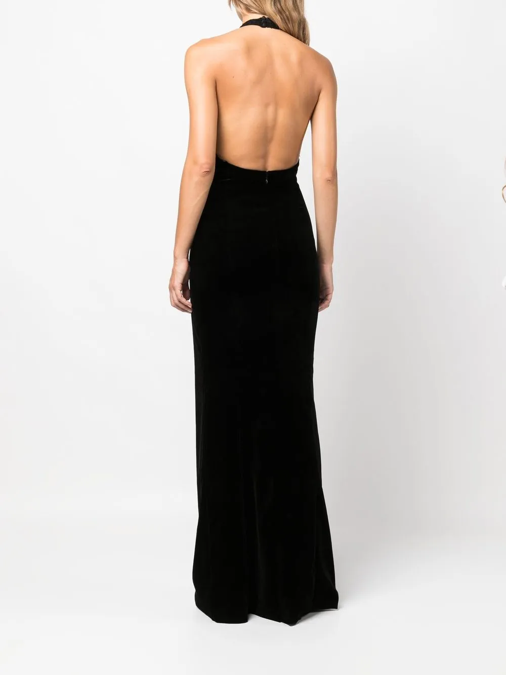 satin halter dress 50th anniversary Francesca Satin Halter Tie Neck Floor Length Dress