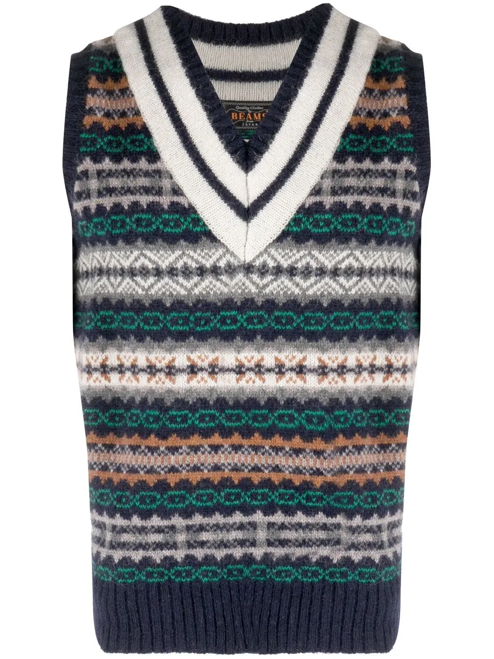 

BEAMS PLUS fair isle intarsia knit jumper - Blue