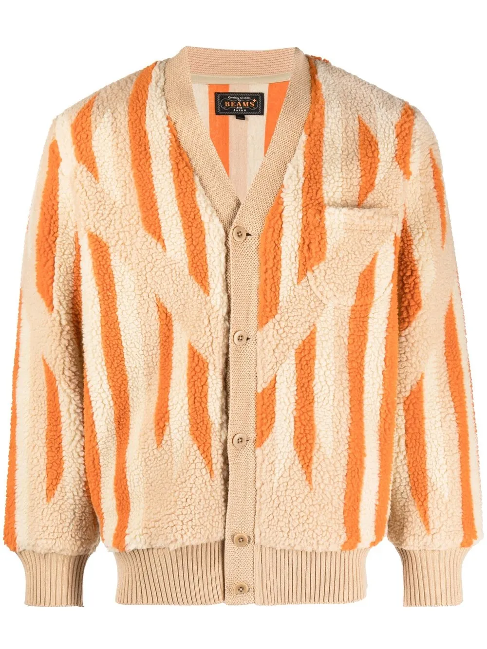 BEAMS BOA STRIPED CARDIGAN