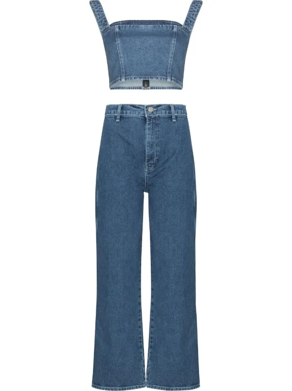 Reformation Denim Crop Top Trouser Set 