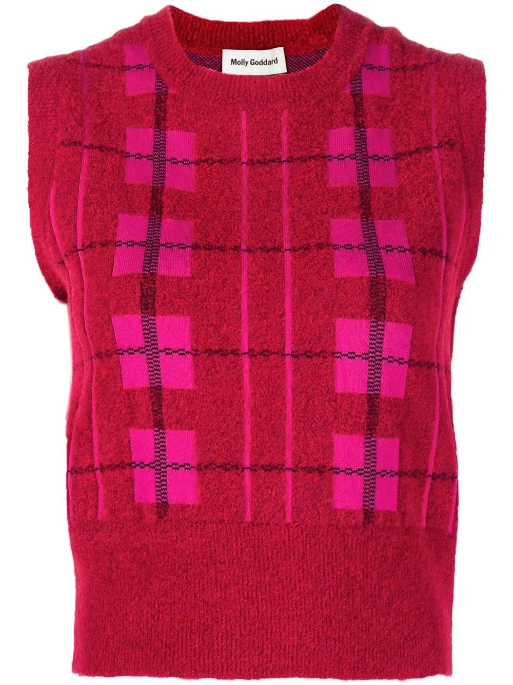 

Molly Goddard plaid-check knitted top - Red