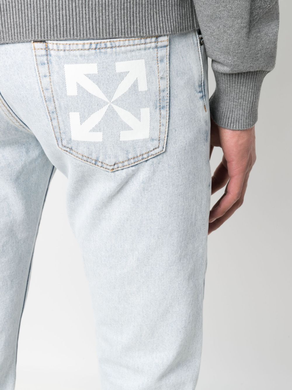Shop Off-white Arrows-logo Straight Leg Jeans In Blau