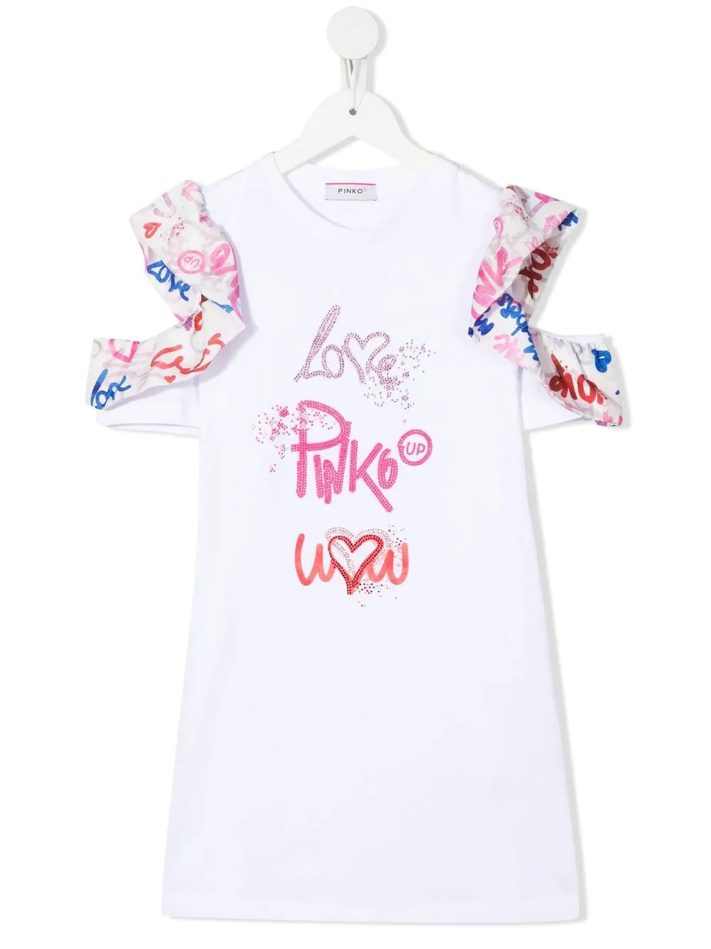 

Pinko Kids vestido sin mangas con logo estampado - Blanco