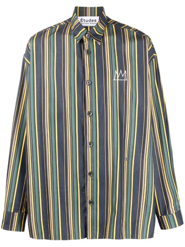 tudes Studio Illustion Nows The Time Striped Shirt | Green | FARFETCH tudes Studio Illustion Nows The Time Striped Shirt | Green | FARFETCH